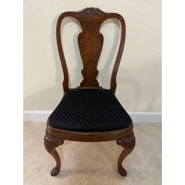 Antique Hand Carved Queen Anne Walnut Chairs - Set of 4 For Sale - Image 10 of 18
