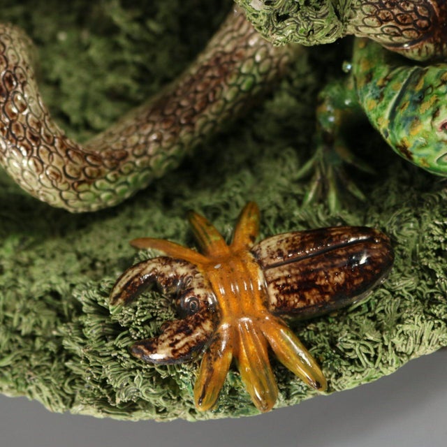 Cunha Palissy Majolica Snake and Lizard Wall Plate For Sale - Image 12 of 12