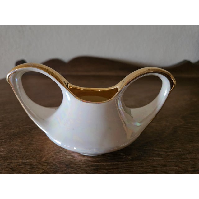 Mid-Century Modern Vintage Pearl China Company Mini Opalescent Ceramic Sugar and Creamer Set For Sale - Image 3 of 11