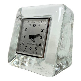 Postmodern Crystal Wiesenthalhutte Table Clock, 1980s For Sale