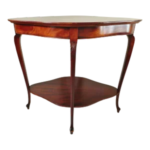 Large Antique Early 1900s Queen Anne Flame Mahogany Wood Accent Center Table