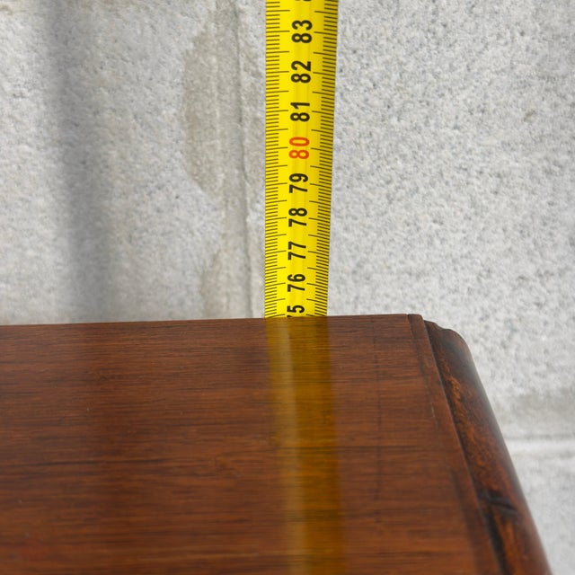 Vintage Wood Refectory Console Table with Drawer and Lyre Legs For Sale - Image 10 of 11
