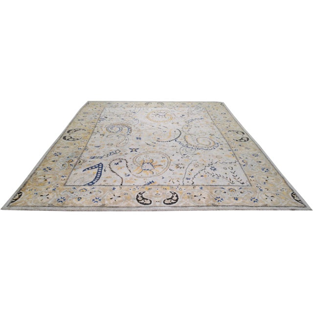 Pakistani Oushak Hand Knotted Rug. Made of organic wool. Natural colors and soft texture.