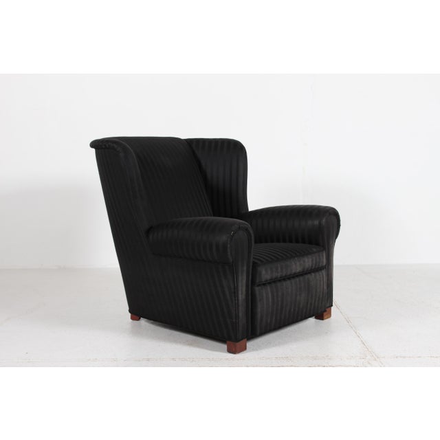 Large Danish Art Deco Lounge Chair with Black Fabric in the style of Fritz Hansen, 1930s For Sale - Image 3 of 11