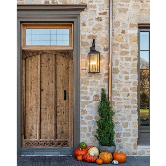 Gothic Revival Solid Wood Plank Door – Arched Laurel & Rosette Carving For Sale - Image 10 of 10