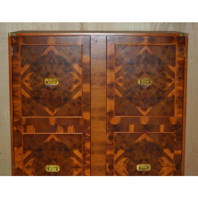 Vintage Military Campaign Burr Walnut Wardrobe with Internal Shelves For Sale - Image 5 of 18