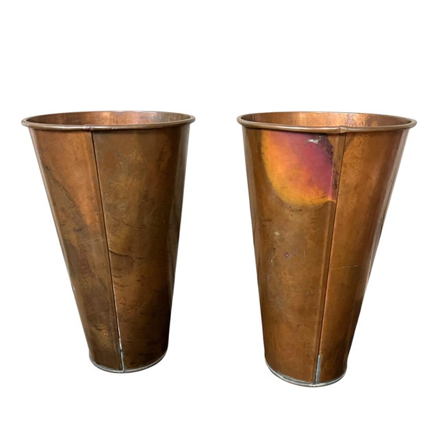 Houston Int’l Trading handmade solid copper cachepot, vases. Farmhouse, cut flowers, gardening, lodge, cabin, French...