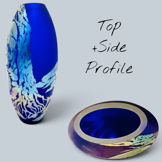 Blue Fenton Favrene Wild Horses Oval Vase-Robin Spindler-Signed Limited Ed-2005-Art For Sale - Image 8 of 10