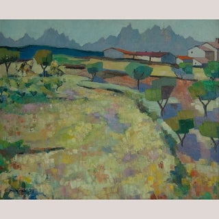 Antoni March Salas, Sant Salvador de Guardiola Landscape, 1970s, Oil on Board For Sale