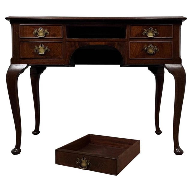 Early 20th Century Antique English Edwardian Mahogany Writing Table For Sale - Image 3 of 12