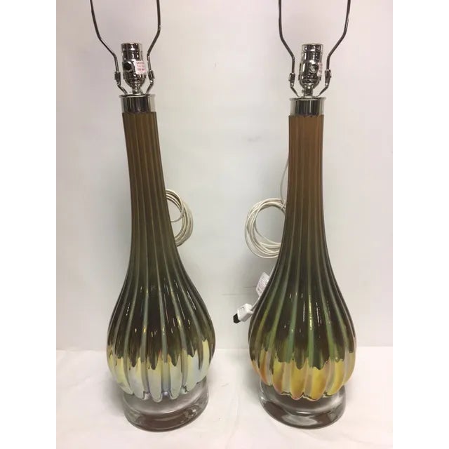 Art Glass Table Lamps - a Pair- Poland For Sale - Image 9 of 11
