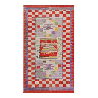 1900s Purple Lavender Antique Mexico Navajo Rio Grande Carpet 5' X8'7" Flatweave Wool Rug For Sale