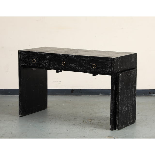 JMF Style Dark Cerused Oak Extendable Writing Desk For Sale - Image 16 of 18