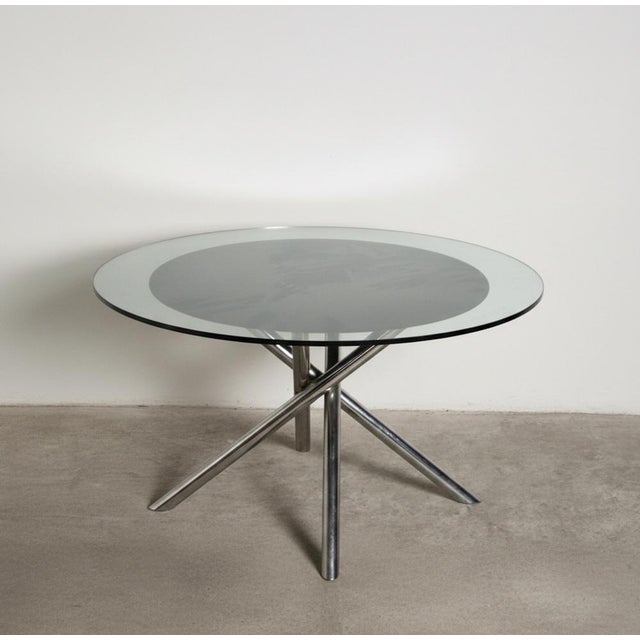 Round Nodo Table in Chromed Steel and Glass attributed to Carlo Bartoli for Tisettanta, 1970s For Sale - Image 9 of 10