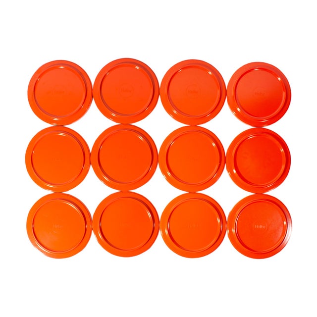 1960s Orange Melamine Stackable Salad Plates, Set of 12 by Massimo Vignelli for Heller For Sale - Image 5 of 6