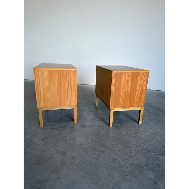 Wood Pair of Mid Century Danish Three Drawer Chests, Bedside Table Nightstands For Sale - Image 7 of 12