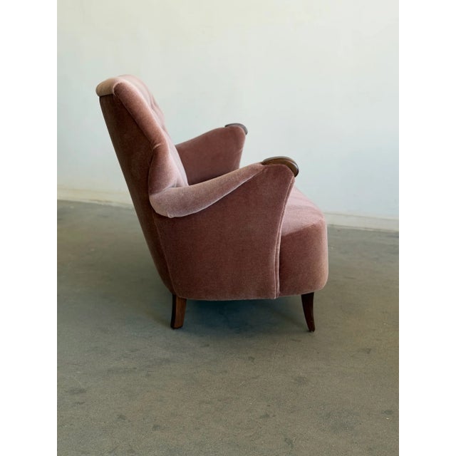 1940s Danish Modern Loveseat in Mauve Mohair For Sale - Image 15 of 16