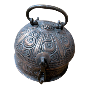 Antique Indian Mughal Copper Paan / Betel Dome Box