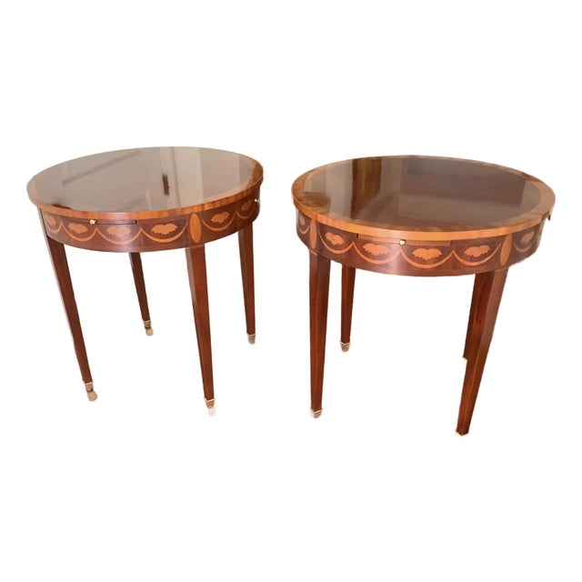 Late 20th Century Baker Furniture Pair End Tables Nightstands For Sale