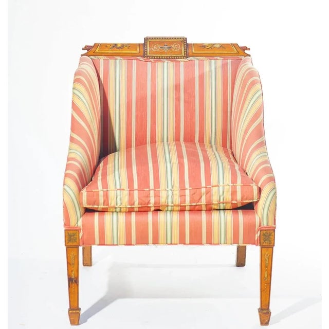 19th Century 19th C. English Painted Satinwood Club Chair For Sale - Image 5 of 5