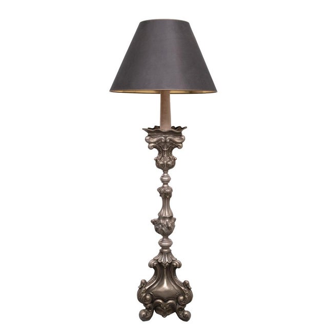 Antique Rococo Pewter Floor Lamp, Italy, 1900s For Sale - Image 10 of 10