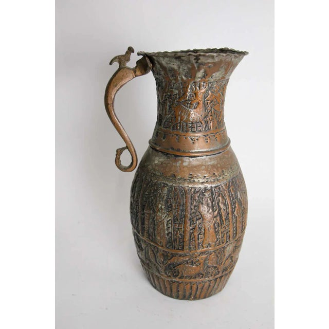 Antique Middle Eastern Islamic Tinned Copper Ewer For Sale - Image 12 of 13