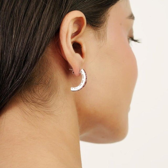 Deep Red Garnet Birthstone Earrings in Sterling Silver for Mom's Gift- 2 Pieces For Sale - Image 4 of 10