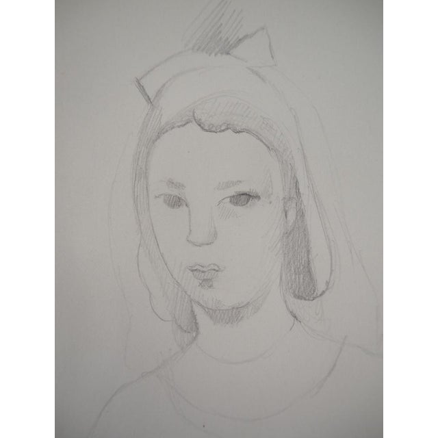 Marie Laurencin, Pensive Young Girl, Original Pencil Drawing For Sale - Image 4 of 6