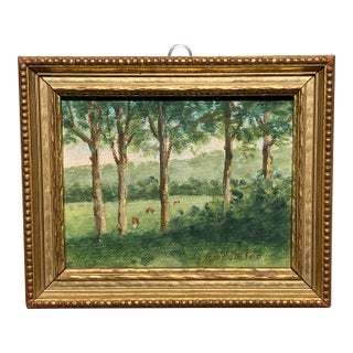 Diminutive Original Landscape Oil on Board - American, Mid 20th Century - Artist Signed For Sale