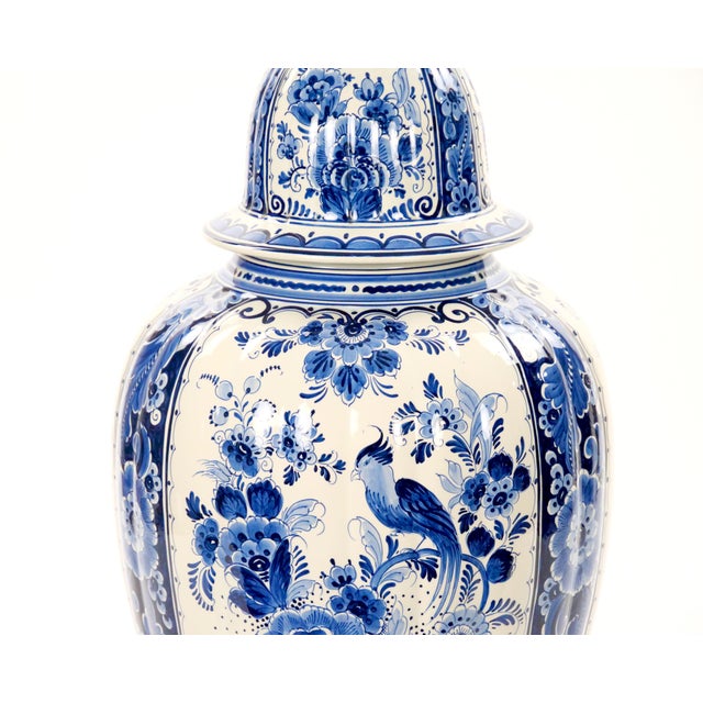 Ceramic Large Antique Dutch Blue and White Delft Fluted Covered Jars, Circa 1880 For Sale - Image 7 of 17