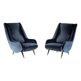 Mid-20th Century Pair of ISA Bergamo Armchairs, Italy For Sale