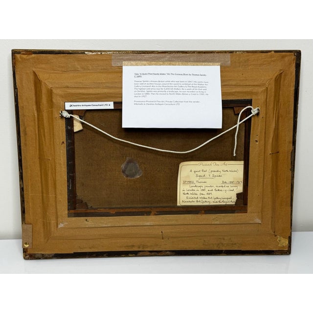 “A Quiet Pool, North Wales” — Victorian Welsh River Landscape Oil Painting by Thomas Spinks (C. 1890), River Conwy For Sale - Image 12 of 18