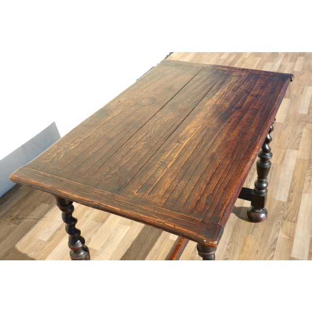 Antique English Solid Oak Barley Twist Side Table | Jacobean Revival Accent Table, Circa 1920s For Sale - Image 15 of 18