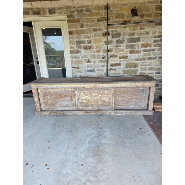 Fabulous old Mercantile country counter...probably from a general store somewhere in Texas. This has worn and weathered...
