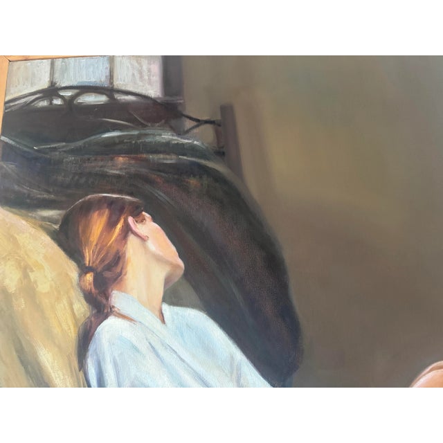 2010s Portrait of a Girl Sitting-Oil on Canvas For Sale - Image 5 of 11