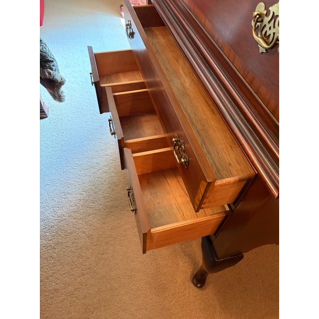 Dixie Furniture Chippendale Mahogany 4 Poster Queen Bed, 2 Nightstands, and 1 Highboy Dresser For Sale - Image 11 of 18