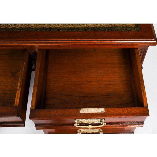 Antique Victorian Walnut Twin Pedestal Desk, 19th Century For Sale - Image 11 of 18