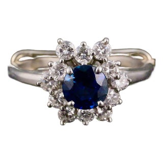 1972 Tiffany & Co Platinum Sapphire and Diamond Cluster Ring For Sale