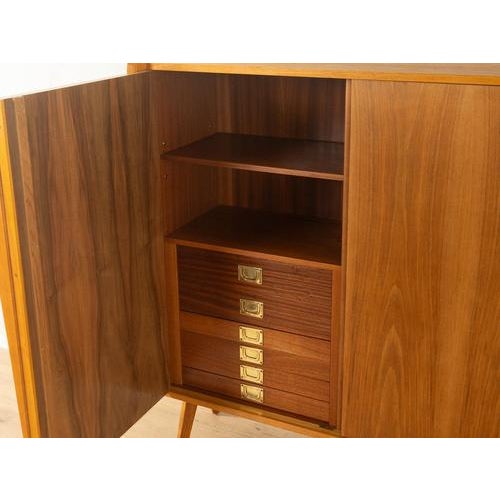 Medium Brown Highboard in Walnut Veneer, 1950s For Sale - Image 5 of 14
