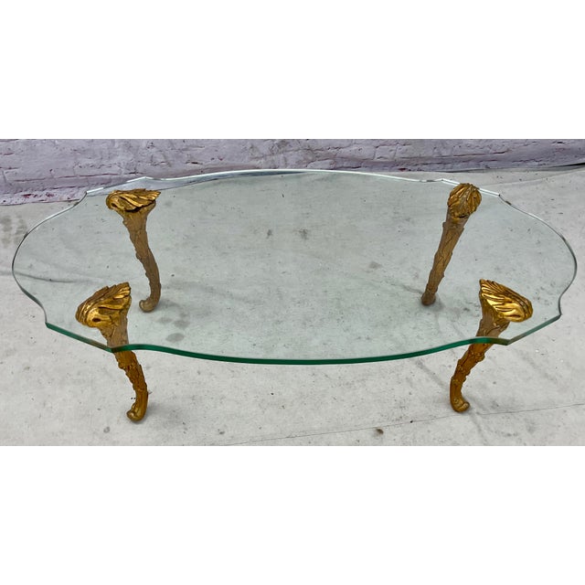 Wood Maison Charles Style Giltwood and Glass Coffee Table 1960s For Sale - Image 7 of 10