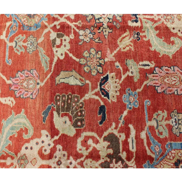 Large Antique Hand Knotted Sultanabad Rug in Red and Blue For Sale In Atlanta - Image 6 of 10