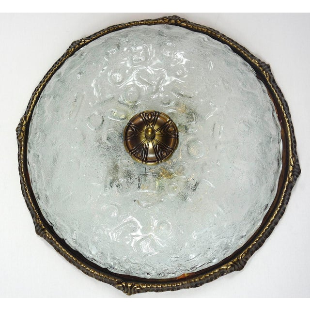Brass-Frosted Glass Ceiling Lamp with Four Lights from Schröder & Co., 1960s, in Very Good conditions. Designed 1960 to...