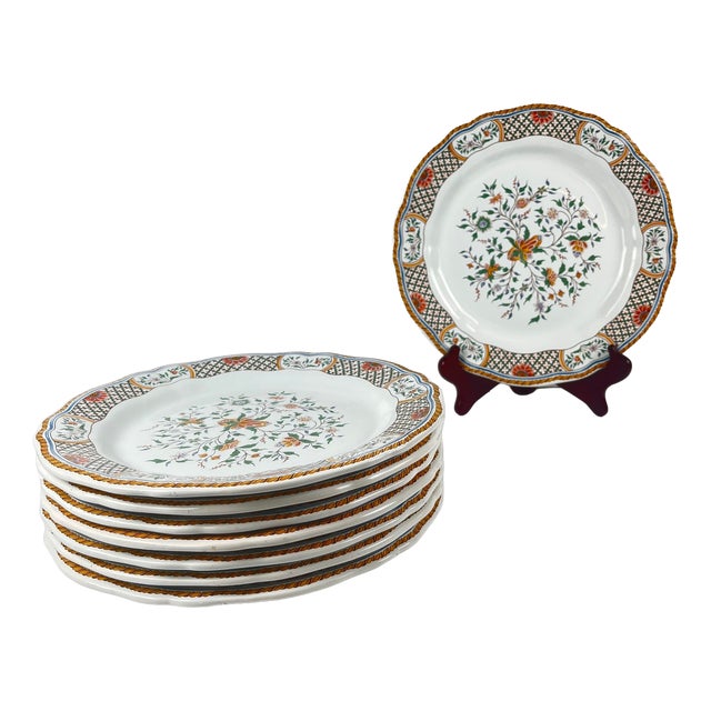 Dinner Plates with Rouen Sainfoin Pattern from Gien, 1990, Set of 8 For Sale
