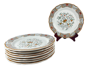 Dinner Plates with Rouen Sainfoin Pattern from Gien, 1990, Set of 8