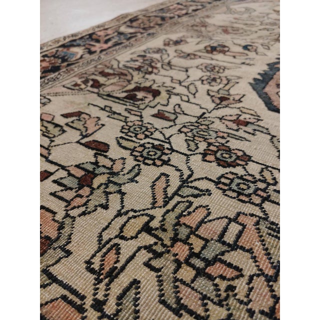 Antique Farahan Sarouk Rug, Handmade Oriental Rug, Ivory, Lt Blue Navy Very Fine For Sale - Image 13 of 18