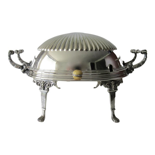 Vintage C.1890's-1920's English Victorian Era Silverplate Domed, Rollover Footed Serving Piece by W. M. S. & Sons, Ltd. For Sale