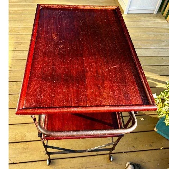 Early 1900s Industrial, Two-Tier Bar Cart by Fulton Manufacturing Co., Bay City, Michigan For Sale - Image 11 of 12