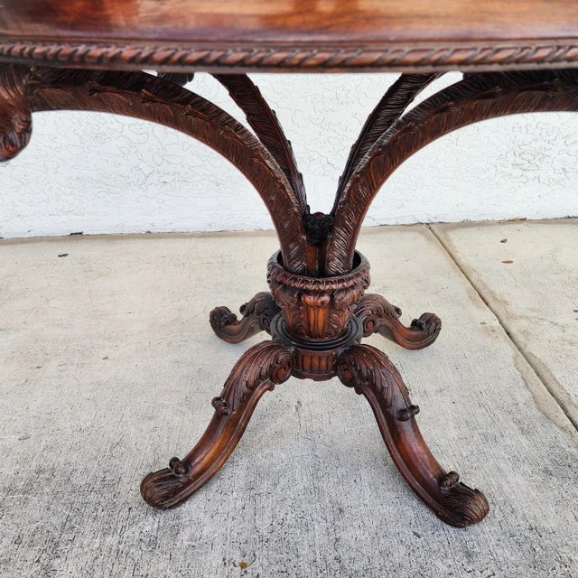 19th Century Empire Revival Center Table Carved Mahogany With Granite Top For Sale - Image 11 of 12