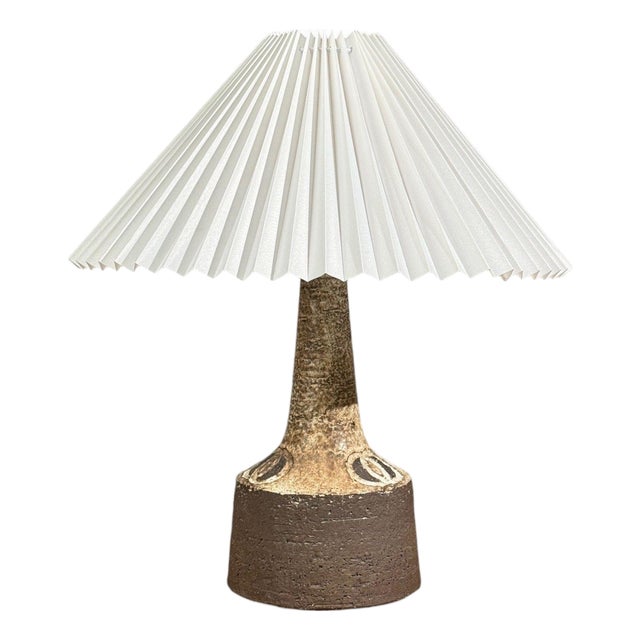 Fridtjof Sejersen, Table Lamp, Brown Ceramic, Denmark, 1960s For Sale