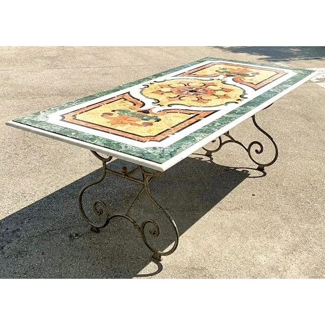 Vintage Italian Pietra Dura Inlay Marble Dining Table For Sale - Image 10 of 13